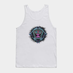 "Neon VU Meter Music Is Life Art Print" - Music Life Lover Song Tank Top